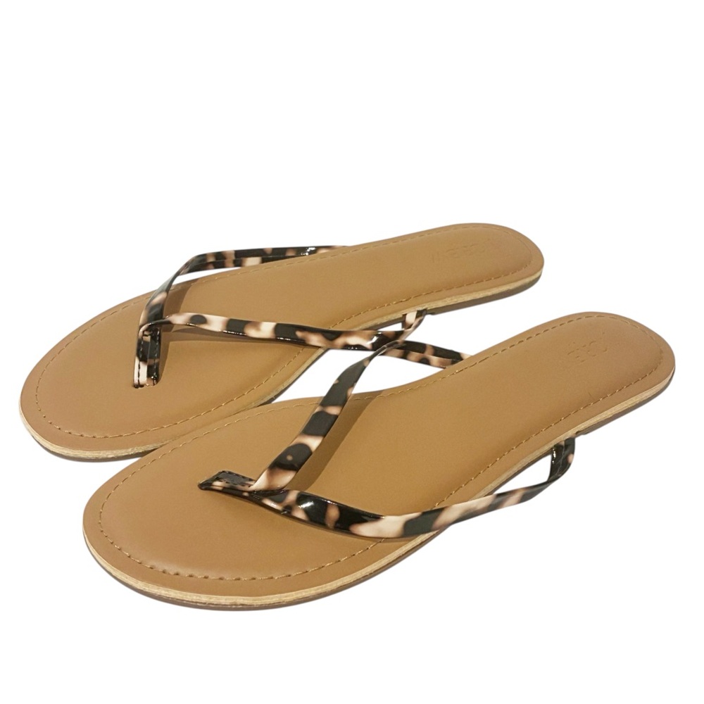 J. Crew Women’s Size 10 Strappy Thong Sandals Animal Print Flat Sole NEW